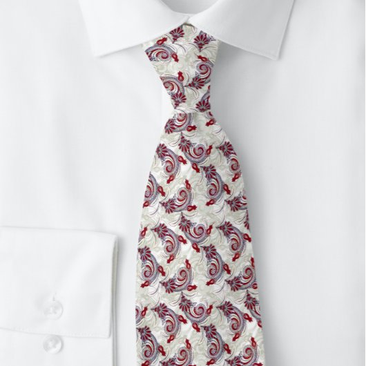 Elegant Indian Paisley Gray Cherry Red | Neck Tie Krawatte