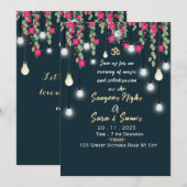 Elegant Indian Wedding Sangeet Ceremony Invitation Einladung (Vorne/Hinten)