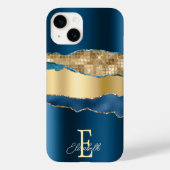 Elegant Indigo Blue Agate Gold Sequins Case-Mate iPhone Hülle (Rückseite)