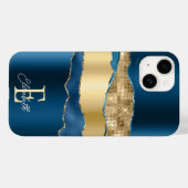 Elegant Indigo Blue Agate Gold Sequins Case-Mate iPhone Hülle (Rückseite (Horizontal))