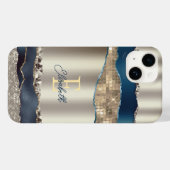 Elegant Indigo Blue Agate Sequins Case-Mate iPhone Hülle (Rückseite (Horizontal))