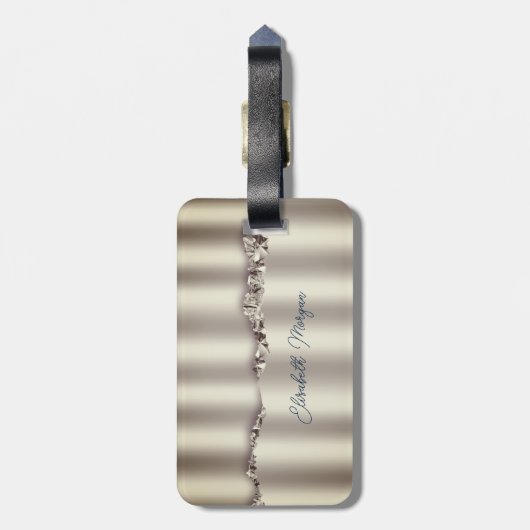 Elegant Indigo Blue Agate Sequins Gepäckanhänger (Rückseite vertikal)