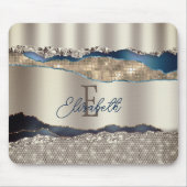 Elegant Indigo Blue Agate Sequins Mousepad (Vorne)