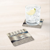 Elegant Indigo Blue Agate Sequins Rechteckiger Pappuntersetzer (Vor Ort)