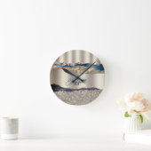 Elegant Indigo Blue Agate Sequins Runde Wanduhr (Zuhause)