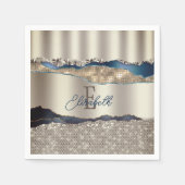 Elegant Indigo Blue Agate Sequins Serviette (Vorderseite)