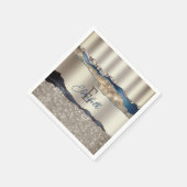 Elegant Indigo Blue Agate Sequins Serviette (Ecke)