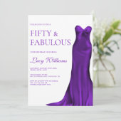 Elegant Indigo Gown, 50. & Fabulous Geburtstag Einladung (Stehend Vorderseite)