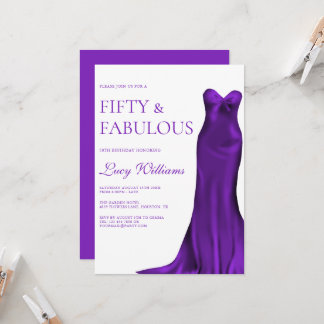 Elegant Indigo Gown, 50. & Fabulous Geburtstag Einladung
