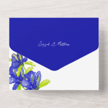 Elegant Indigo Iris Blume Handgemalt