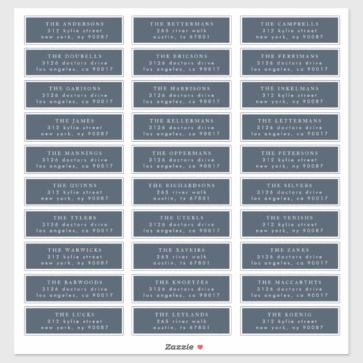 Elegant Individual Blue Guest Address Wedding Aufkleber (Blatt)