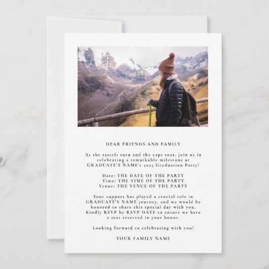 Elegant individuell anpassbare Abschluss-Klasse 20 Einladung (Rückseite)