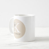 Elegant Initial Brown Girly Feminine Bow Monogramm Kaffeetasse (Vorderseite Links)