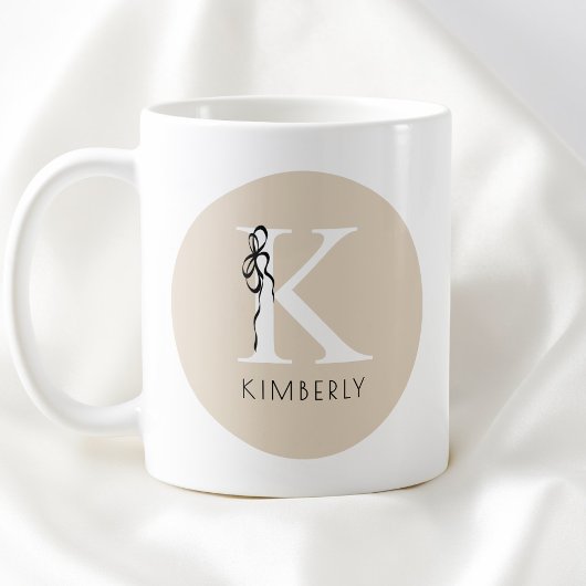 Elegant Initial Brown Girly Feminine Bow Monogramm Kaffeetasse