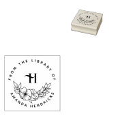 Elegant Initial Flowery Custom Library Book Gummistempel (Stempel)