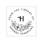 Elegant Initial Flowery Custom Library Book Gummistempel (Prägung)
