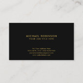 Elegant Initial | Golden Laurel Blätter auf Schwar Visitenkarte (Rückseite)