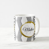 Elegant Initial Letter Monogram Black and White Kaffeetasse (VorderseiteRechts)