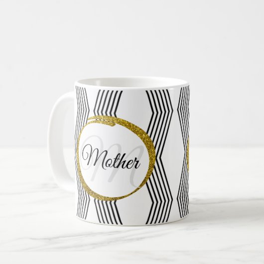 Elegant Initial Letter Monogram Black and White Kaffeetasse (Vorderseite Links)