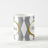 Elegant Initial Letter Monogram Black and White Kaffeetasse (Mittel)