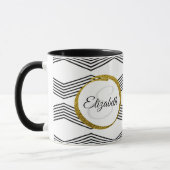Elegant Initial Letter Monogram | Schwarz und Weiß Tasse (Links)