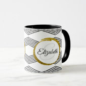 Elegant Initial Letter Monogram | Schwarz und Weiß Tasse (VorderseiteRechts)