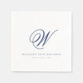 Elegant Initial Navy Blue Birthday Napkins Serviette (Vorderseite)