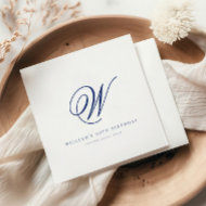Elegant Initial Navy Blue Birthday Napkins Serviette
