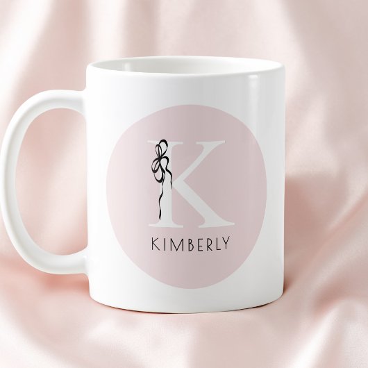 Elegant Initial Pink Girly Feminine Bow Monogramm Kaffeetasse