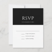 Elegant Initial Script Monogram Black Wedding RSVP Karte (Vorderseite)