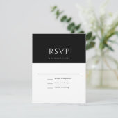 Elegant Initial Script Monogram Black Wedding RSVP Karte (Stehend Vorderseite)