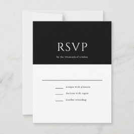Elegant Initial Script Monogram Black Wedding RSVP Karte