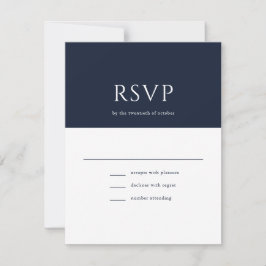 Elegant Initial Script Monogram Navy Blue Wedding RSVP Karte