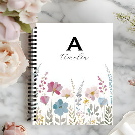 Elegant Initial Stylish Floral Notebook Notizblock