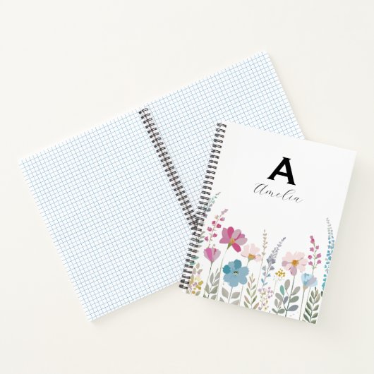 Elegant Initial Stylish Floral Notebook Notizblock (Innenseite)