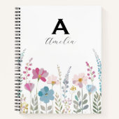Elegant Initial Stylish Floral Notebook Notizblock (Vorderseite)
