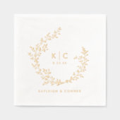 Elegant Initials Botanical Gold Classy Wedding Servietten Mit Folie (Vorderseite)