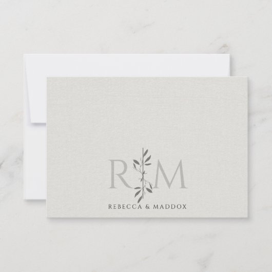 Elegant Initials Botanical Monogram Couple  Mitteilungskarte (Vorderseite)