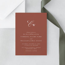 Elegant initials simple terracotta fall wedding