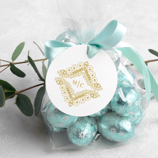 Elegant Initials Sophisticated Lace Ornament Gummistempel