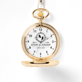 Elegant Initials White black Luxury Monogram Armbanduhr