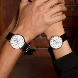 Elegant Initials White black Luxury Monogram Armbanduhr