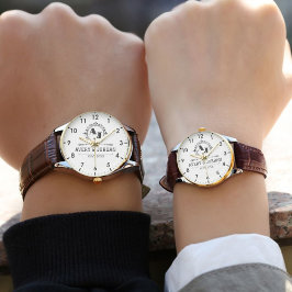 Elegant Initials White black Luxury Monogram Armbanduhr