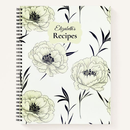Elegant Ink Peony Notizblock (Vorderseite)