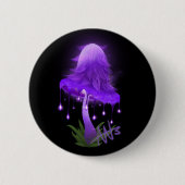 Elegant Inky Cap glühend Lila Pilz Button (Vorderseite)