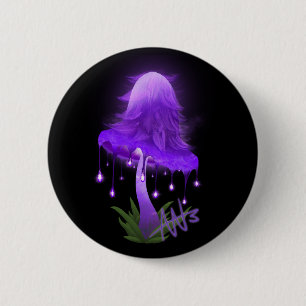 Elegant Inky Cap glühend Lila Pilz Button