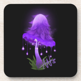 Elegant Inky Cap glühend Lila Pilz Getränkeuntersetzer