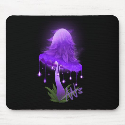 Elegant Inky Cap glühend Lila Pilz Mousepad (Vorne)