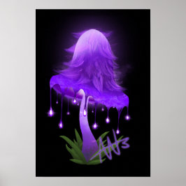 Elegant Inky Cap glühend Lila Pilz Poster