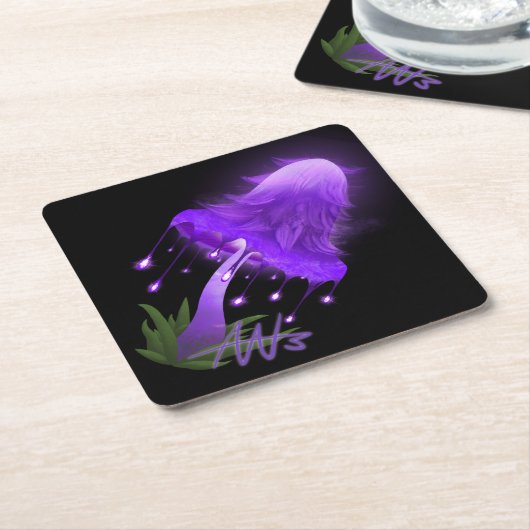 Elegant Inky Cap glühend Lila Pilz Untersetzer (angewinkelt)